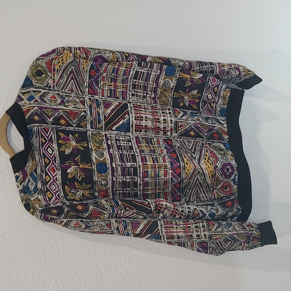 Retro August Silk abstract silk windbreaker jacket medium - Picture 8 of 12